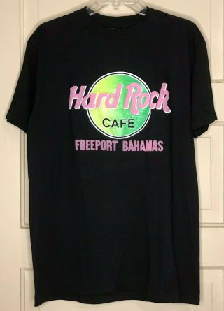 Hard Rock Cafe Freeport Bahamas Vintage 1990’s Neon Pink Green Large T - Shirt