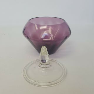 Mid Century Bryce Bros Aquarius Amethyst Purple Glass Candy Dish w/ Clear Lid 3