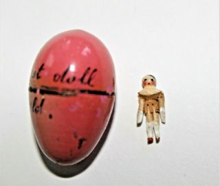 Antique Victorian Smallest Doll In The World Grodnertal Peg Egg