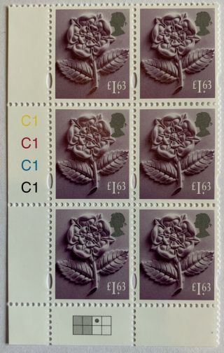 Gb/regional/england Cylinder Block £1.  63 Stamps X 6 En63 2020