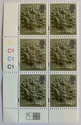 Gb/regional/england Corner Cylinder Block £1.  42 Stamps X 6 En57 2020