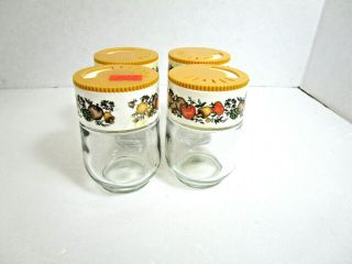 Vintage Gemco Spice Of Life Glass Jar Shaker Container Set Of 4