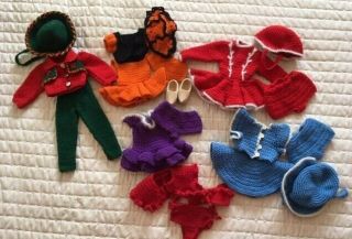 22 Hand Knit/sewn Doll Clothing Items For 14 " Vintage Mary Hoyer Dolls,