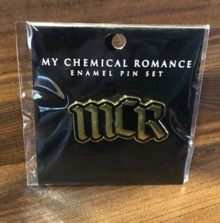 Mcr My Chemical Romance Gold Tone Logo Enamel Pin