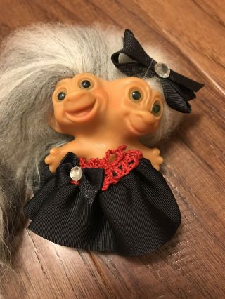 Rare Vintage Two Headed Troll Doll 1960s Mohair 2