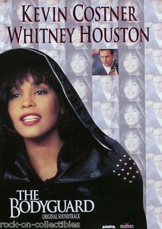 Whitney Houston 1992 Bodyguard Soundtrack Promo Poster Kevin Costner