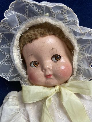 1940s Effanbee 18 " Comp " Sweetie Pie " Baby Doll Flirty Eyes,  Caracul Wig,  Crier