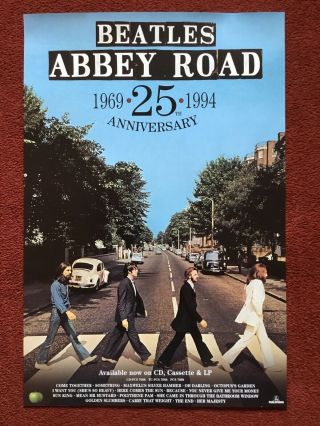 Vintage The Beatles - Abbey Road 25th Anniversary Poster - 1994 - 60cm X 40cm