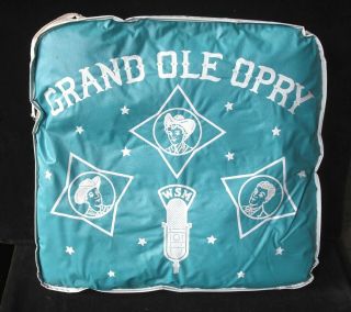 Vintage Grand Ole Opry Seat Cushion Wsm Radio Nashville Vinyl Teal Turquoise