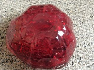 Murano Ruby Red Bubble Glass Ashtray Bowl Trinket Italian (F8) 2