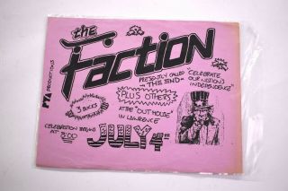The Faction Vintage Lawrence Kansas Concert Poster Pya Productions July 4th Band