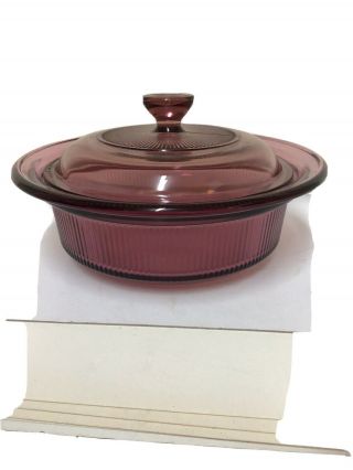 Corning Ware Vision Cranberry 24oz 750ml Casserole Dish W/lid V - 30 - B