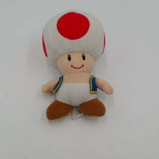 Toad Mushroom Plush 8 " Nintendo Mario Brothers 2012 Goldie Blue Vest