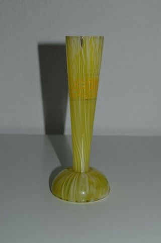 Antique Bohemian yellow splatter glass bud vase,  7  tall 2