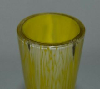 Antique Bohemian yellow splatter glass bud vase,  7  tall 3