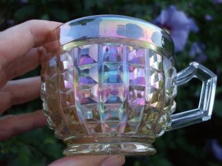 Carnival Glass.  Imperial Waffle Block Punch Cup In Clambroth.