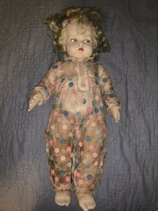 Paper Mache Antique Baby Doll Unknown Make