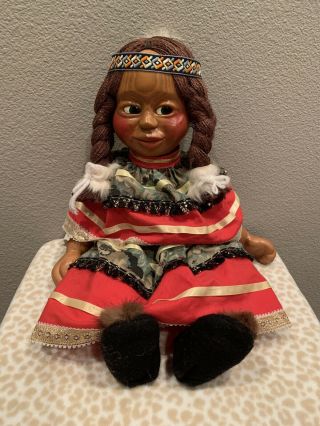 Vintage 1987 Rare Signed Naber Kids " Maxine " Indian Casted Wooden Doll