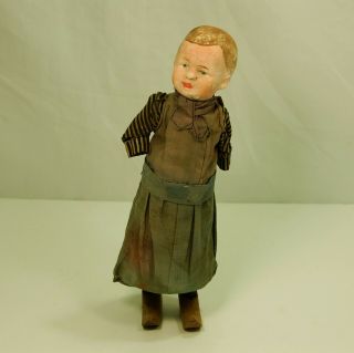 Antique Spring Action Body Dutch Boy Doll W/ Wooden Legs & Composition Head? 12 "
