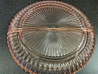 Anchor Hocking Queen Mary pink divided round relish dish 7 