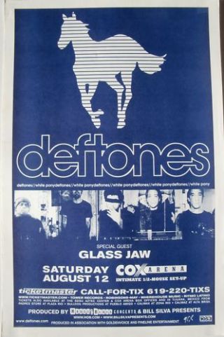 Deftones 2000 " White Pony Tour " San Diego Concert Poster - Alternative Metal Music