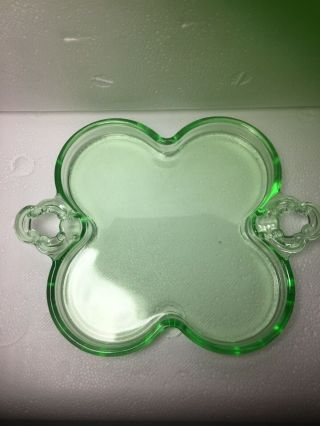 Vintage Green Depression Glass Tray 6 - 1/2 