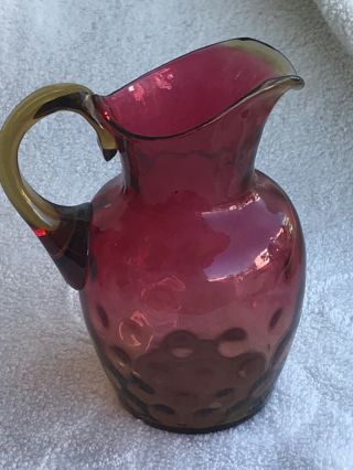 Antique Amberina Glass Pitcher 5 3/4” Immaculate Nr