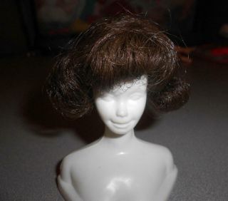 Vintage Mattel Barbie American Girl Side Part Style Brunette Wig Shirt Flip Rare