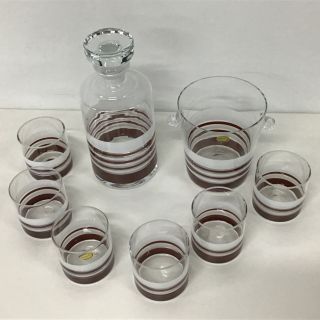 Retro Bohemia Glass Drinking Set Ice Bucket Carafe Glasses Burgundy White 404 2