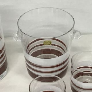 Retro Bohemia Glass Drinking Set Ice Bucket Carafe Glasses Burgundy White 404 3