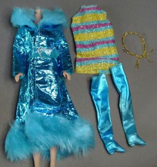 Vintage Mattel Barbie Doll Mod Outfit 1799 Maxi N Mini Complete With Belt Boots