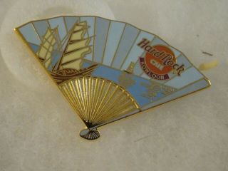 Hard Rock Cafe Pin Kowloon Asian Cafes Fan Series Blue Fan W/ Chinese Junk Boat
