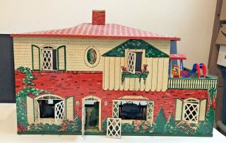 Vintage T.  Cohn Tin Litho Metal Dollhouse Spanish Tile (furniture Not)