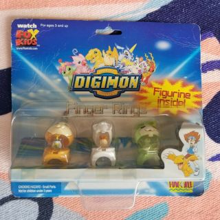 Vintage 2000 Digimon Digital Monsters Finger Rings Figures Inside Fox Kids