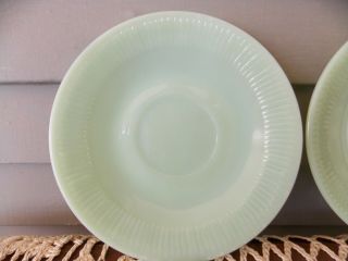 Set of 2 Vintage Fire King Jadeite Green Ribbed Jane Ray Saucer Plates 3