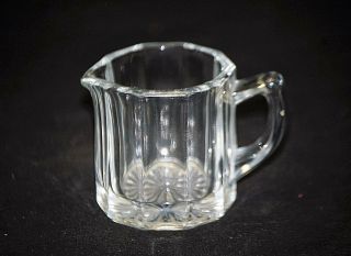 Old Vintage Indiana Glass Milk Creamer 2 Oz.  Clear Ribbed W Starburst Bottom Mcm
