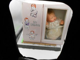 Vintage Tiny Thumbelina,  Ideal Doll In Case With Hangers And Little Accessories