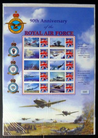 Gb 90th Anniversary Of The Raf Smiler Sheet Mnh Vgc Stamps