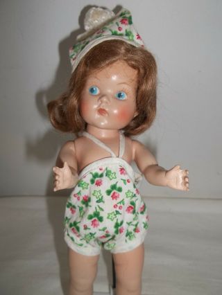 Vintage Vogue Painted Eye Ginny In Early Sunsuit & Hat - Cute