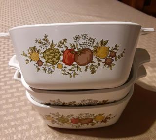 Vintage Corning Ware Spice Of Life Set Of 3 No Lids Small 2 3/4 Cup.  P 43 - B