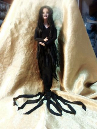 Exotic Barbie Designs,  Ooak Mortica Addams With Chair And Doll