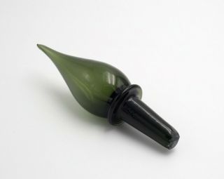 Empoli Verde Green Glass Decanter Flame Stopper Mid Century Modern