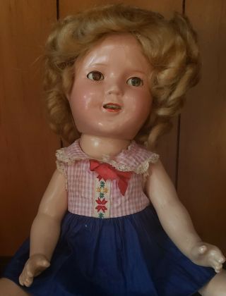 13 " Vintage Composition Ideal Shirley Temple Doll.  Dress Vintage But Not Tagged.