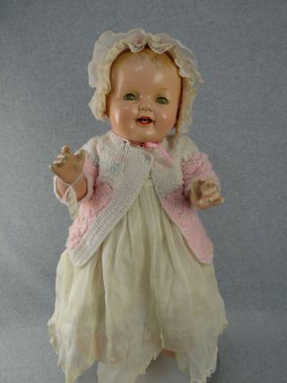 25 " Vintage Antique Composition & Cloth Character Baby Doll Happy Maryjane? Tlc