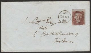 Gb 1856 1d Red Stamp (blued Paper Type) On Cover From London S.  W.  To Holborn