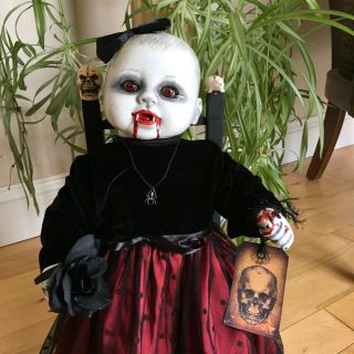 Vampire Doll,  Creepy,  Horror,  Evil,  Ooak Doll With Chair,  Halloween Prop,  Decor
