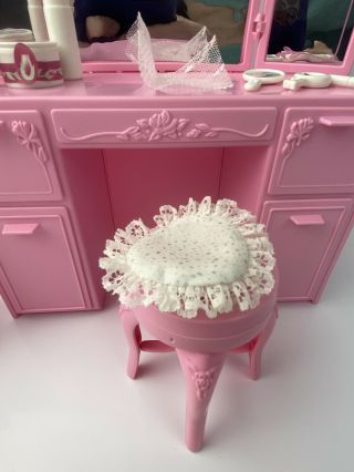 RARE Vintage Barbie Sweet Roses Vanity And Nightstand Furniture And Accessories 3