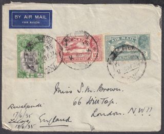 1935 India Kgv Silver Jubilee,  Mixed Franking Airmail:london;rawalpindi Club Flap