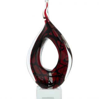 Huge Italian Art Glass Abstract Studio Sculpture On Faceted Stand