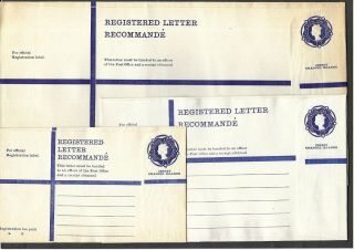 Channel Islands Jersey Stationery Qeii 3s 5d Registered Envelopes Sizes G,  H & K